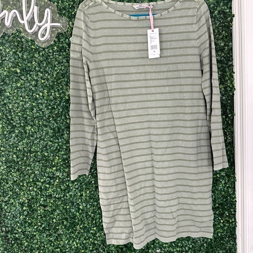 Vineyard Vines Garment Dyed Striped Knit Long Sleeve Dress Size M